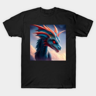 Blue Dragon with Pink Fins and Red Eyes T-Shirt